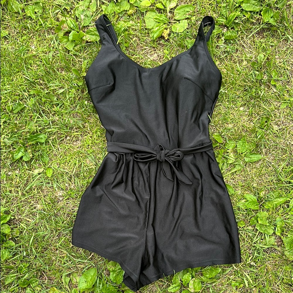 Vintage Romper Swimsuit with Tie Waist
